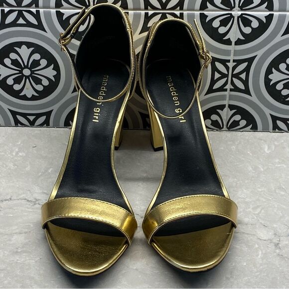 Madden Girl Women's Beella Heeled Sandal Gold 10 NEW - Picture 2 of 12